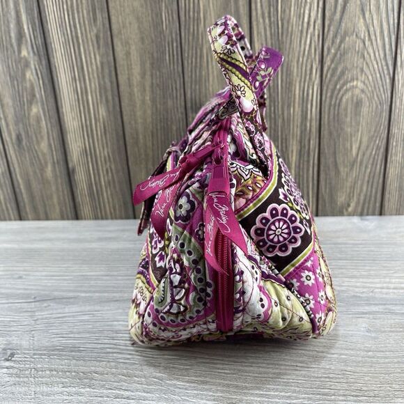 VERA BRADLEY Pink Floral Cotton Quilted Medium Bag Handbag Purse - Makeup - Picture 8 of 16